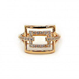 Золота каблучка червоного кольору з цирконом 01-200799875