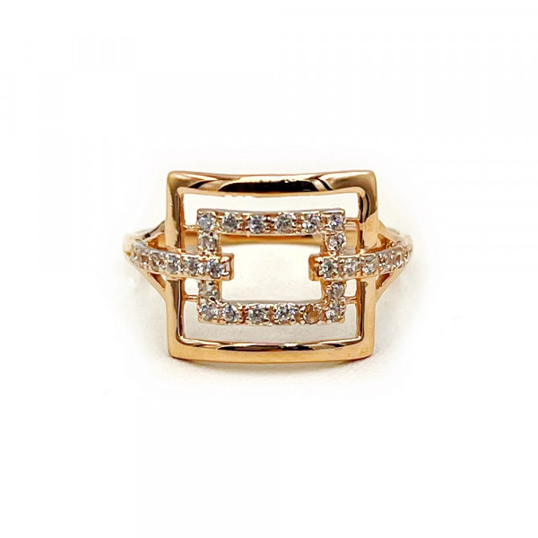 Золота каблучка червоного кольору з цирконом