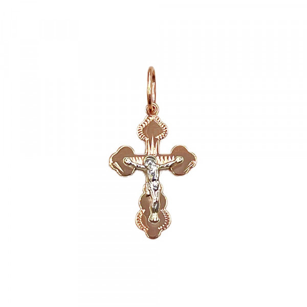 Хрестик з червоного з білим золота