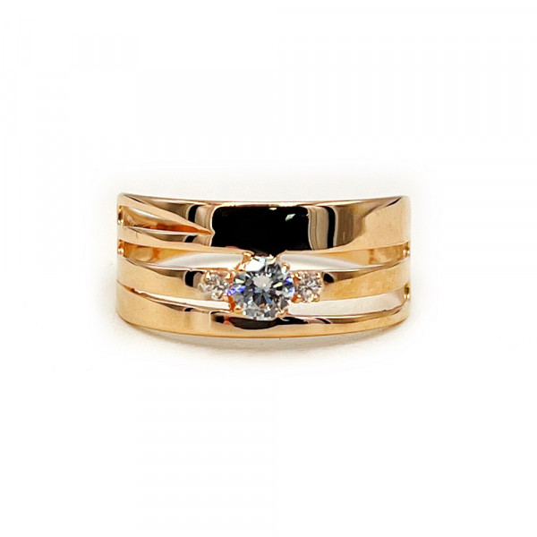 Каблучка з золота у червоному кольорі з цирконом