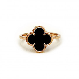 Золота каблучка у червоному кольорі з цирконом «Конюшина» 01-200879975