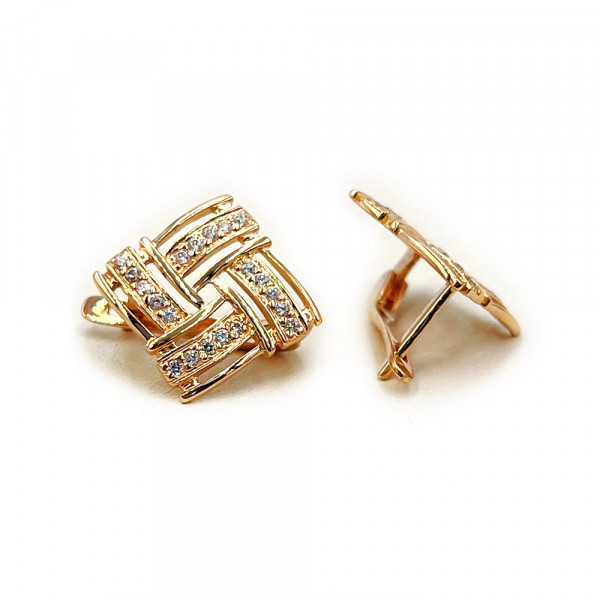 Золоті сережки у червоному кольорі з цирконом