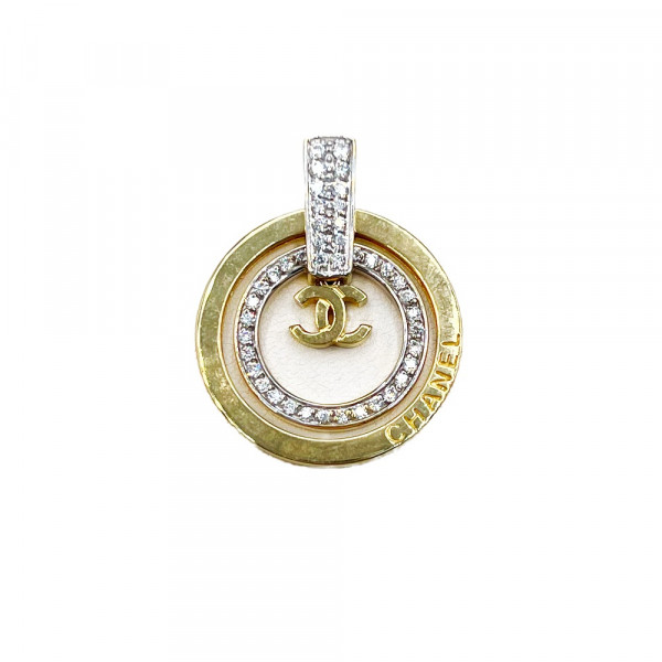 Кулон из золота в желтом с белым цвете с цирконом