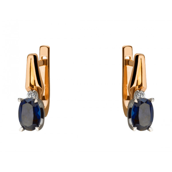 Сережки з золота червоного з білим кольору з цирконом