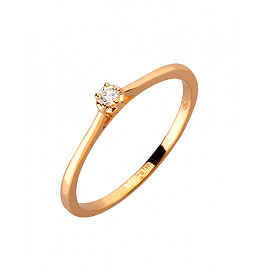 Кольцо из красного золота с белым бриллиантом 01-200063876