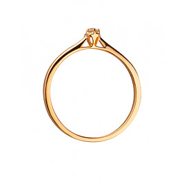 Кольцо из красного золота с белым бриллиантом