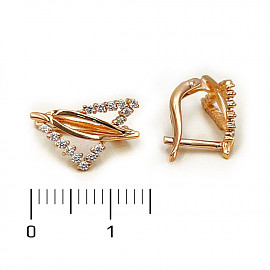 Серьги из красного золота с цирконом