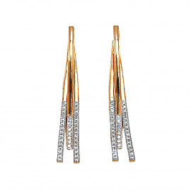 Серьги из красного с белым золота с цирконом 01-200602876