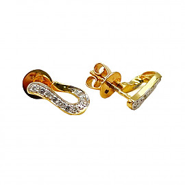 Серьги из желтого с белым золота с цирконом 01-200619676