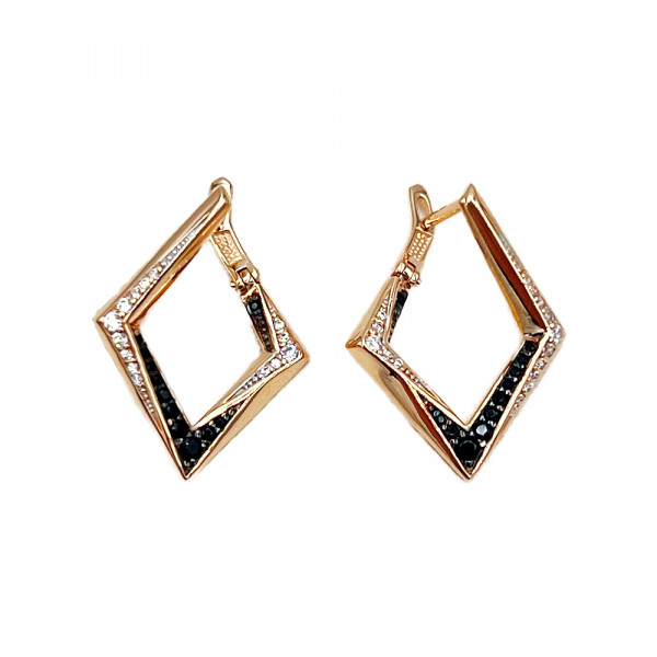 Серьги из золота в красном цвете с цирконом