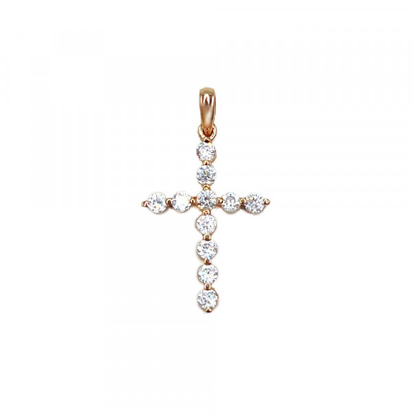 Хрестик з золота червоного кольору з цирконом