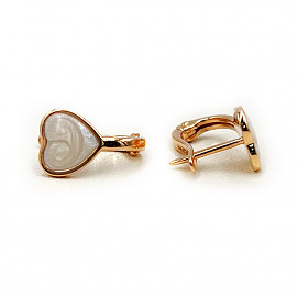 Серьги из золота в красном цвете с перламутром «Сердце» 01-200878376