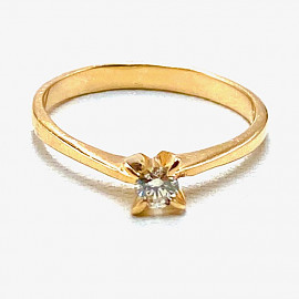 Золота каблучка у червоному кольорі з жовтим діамантом 01-200890076