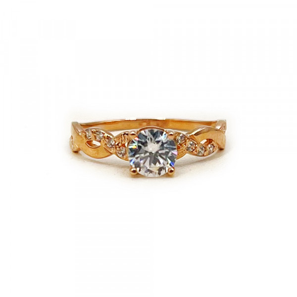 Золота каблучка червоного кольору з цирконом