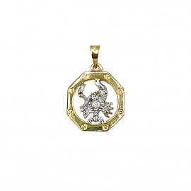 Кулон из золота желтого с белым цвета «Рак» 01-200900476