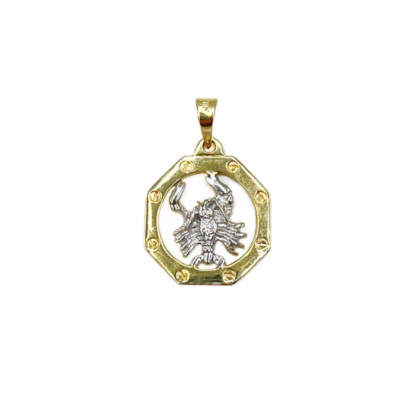 Кулон из золота желтого с белым цвета «Рак»