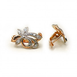 Сережки з червоного з білим золота з цирконом 01-200936776