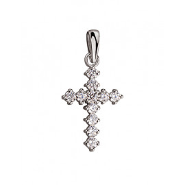 Золотой крестик белого цвета с цирконом 01-19326377