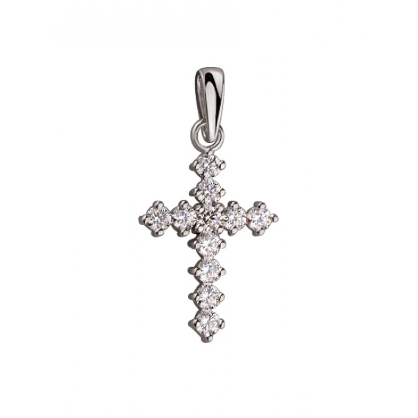 Золотой крестик белого цвета с цирконом