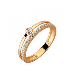 Кольцо из золота красного с белым цвета с цирконом 01-200034177