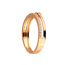 Кольцо из золота красного с белым цвета с цирконом