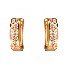 Золотые серьги в красном цвете с цирконом 01-200034277