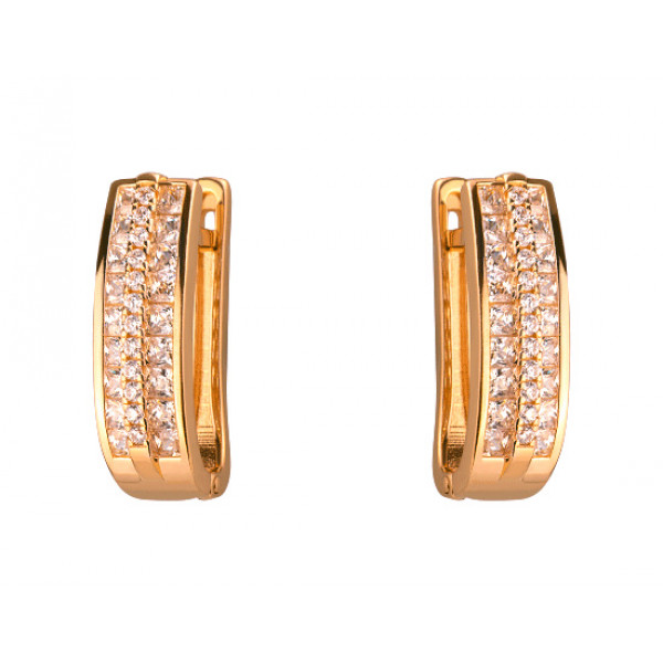 Золотые серьги в красном цвете с цирконом