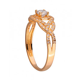 Кольцо из золота красного цвета с цирконом