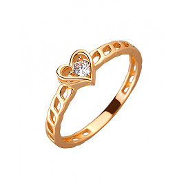 Каблучка з золота з цирконом «Серце» 01-200079177
