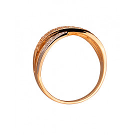 Кольцо из красного с белым золота с цирконом