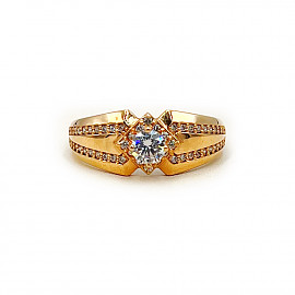 Кольцо из золота красного цвета с цирконом 01-200134277