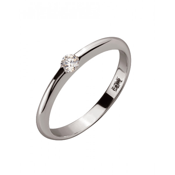 Золотое кольцо в белом цвете с желтым бриллиантом