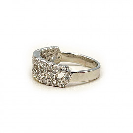 Золотое кольцо в белом цвете с цирконом