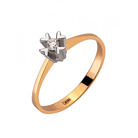 Золотое кольцо с белым бриллиантом 01-200276077