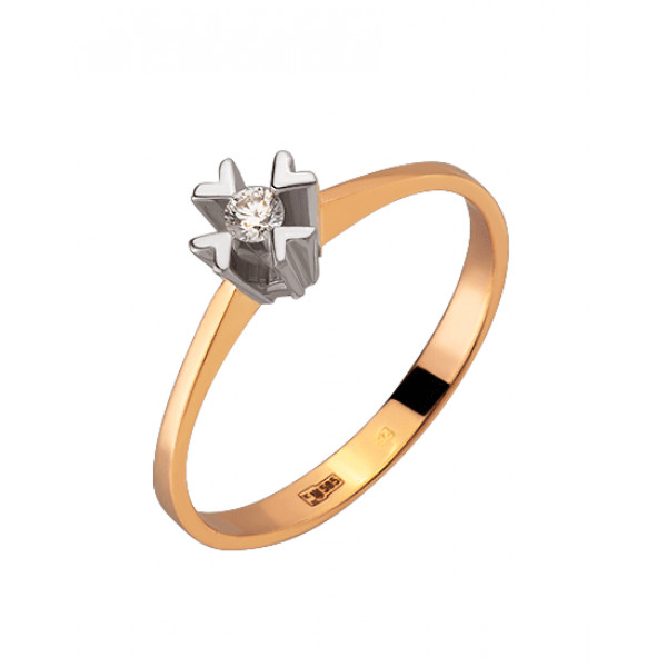 Золотое кольцо с белым бриллиантом