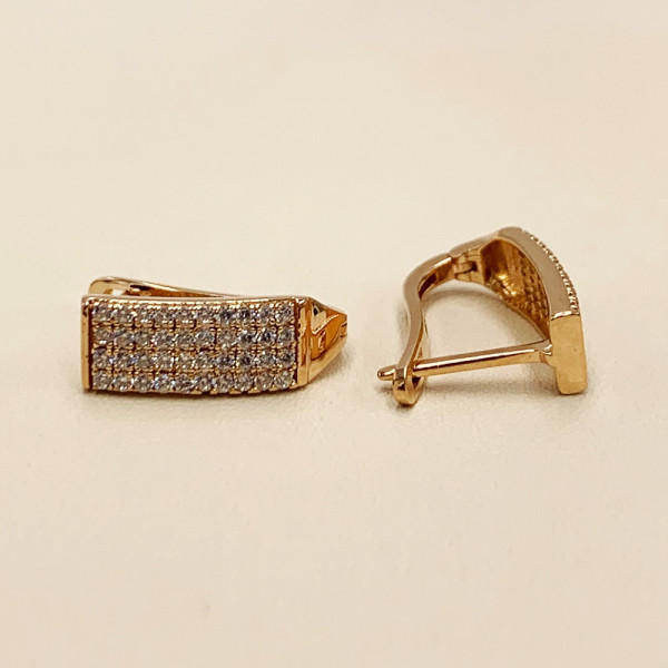 Серьги из красного золота с цирконом