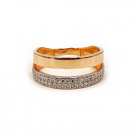 Каблучка з золота червоного кольору з цирконом 01-200794377