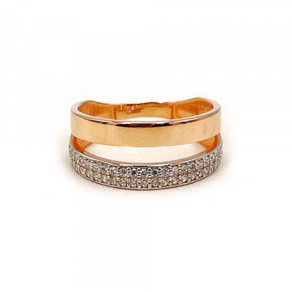 Каблучка з золота червоного кольору з цирконом