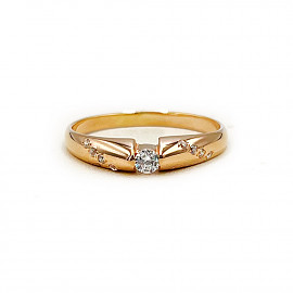 Золота каблучка червоного кольору з цирконом 01-200799777