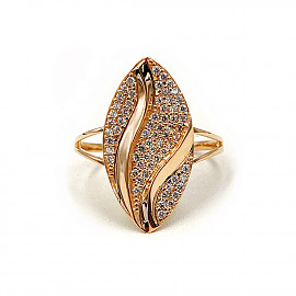 Кольцо из красного золота с цирконом 01-200799877
