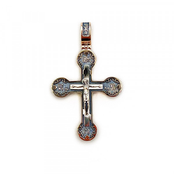 Крестик из золота красного с белым цвета