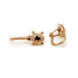 Сережки з золота у червоному кольорі з цирконом «Черепашка» 01-200841577