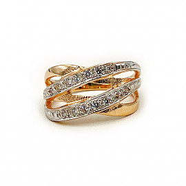 Каблучка з золота у червоному з білим кольорі з цирконом 01-200856977