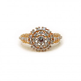 Кольцо из красного с белым золота с цирконом 01-200878277