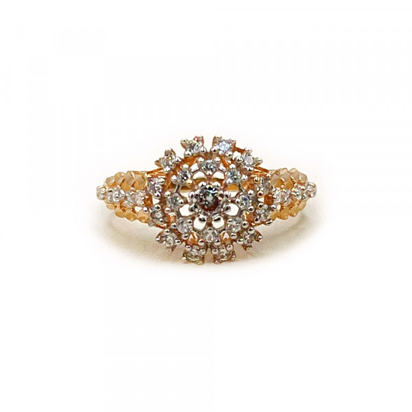 Кольцо из красного с белым золота с цирконом