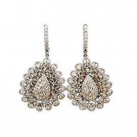 Сережки з золота у білому кольорі з жовтими діамантами 01-200893377