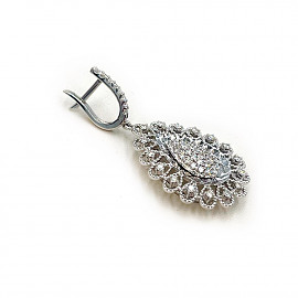 Сережки з золота у білому кольорі з жовтими діамантами