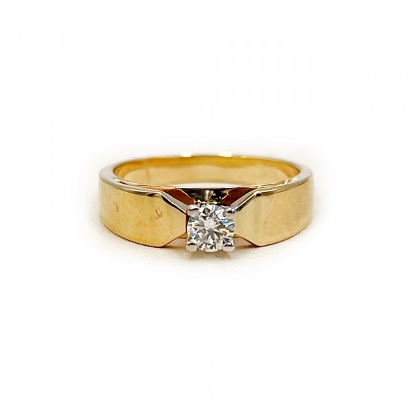 Каблучка з жовтого з білим золота з білим діамантом