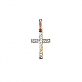 Хрестик з червоного з білим золота з цирконом 01-200916077