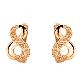 Золоті сережки у червоному кольорі з цирконом 01-19333978